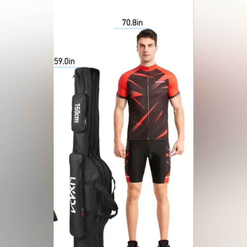5/$20 *NEW* Lixada 3 Layer 150cm Black Fishing Rod carry case w/2 front pockets - Picture 2 of 7